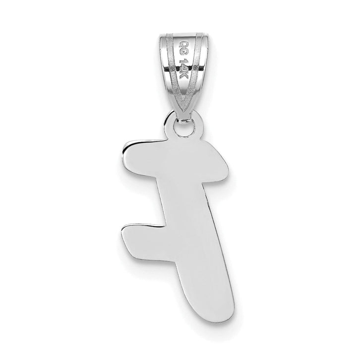 14k White Gold Script Design Letter F Initial Pendant
