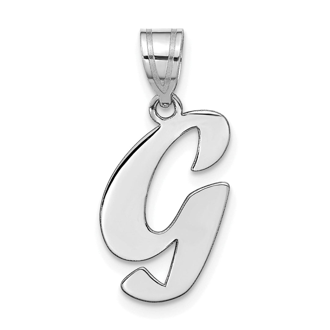 14k White Gold Script Design Letter G Initial Pendant