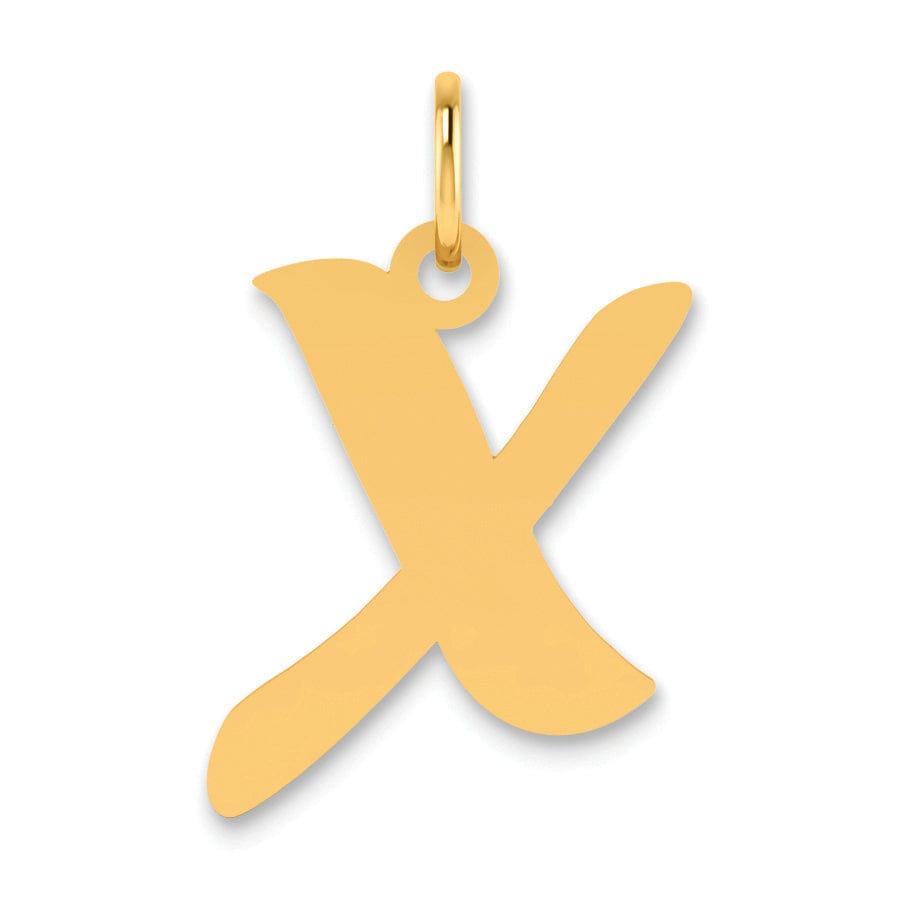 14k Yellow Gold Polished Finish Script Design Letter X Initial Pendant