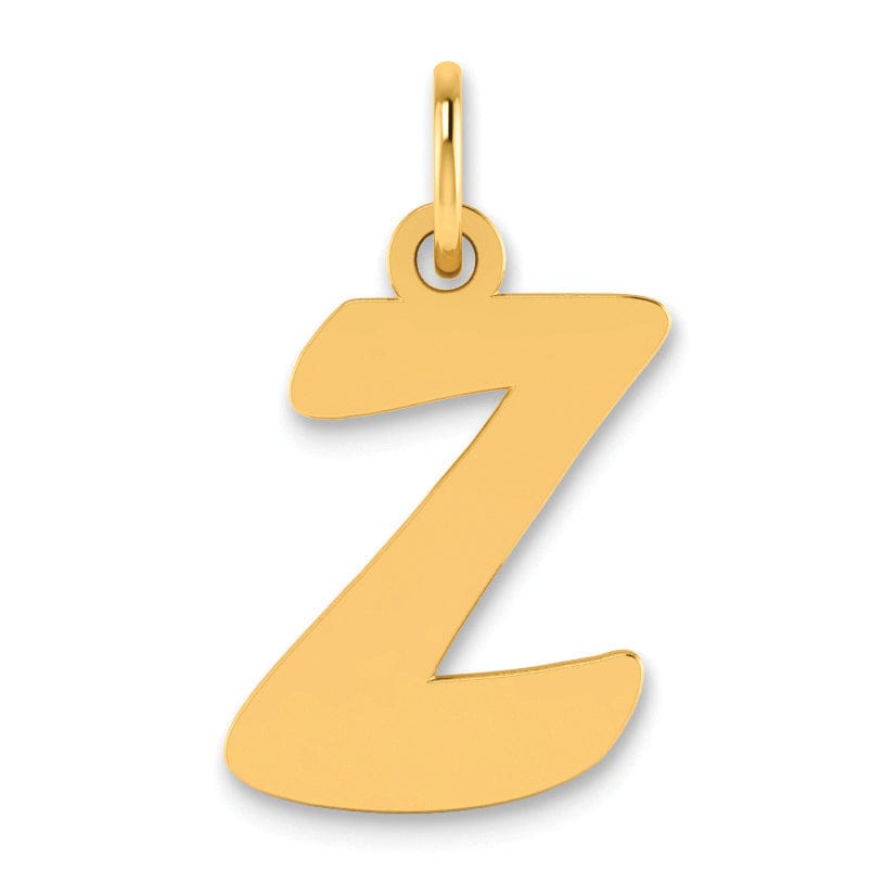 14k Yellow Gold Polished Finish Script Design Letter Z Initial Pendant