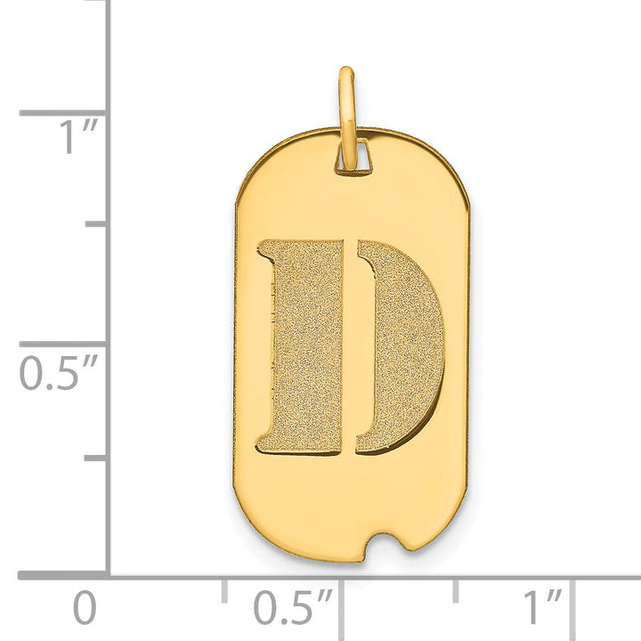 14k Yellow Gold Polished Finish Block Letter D Initial Design Dog Tag Charm Pendant