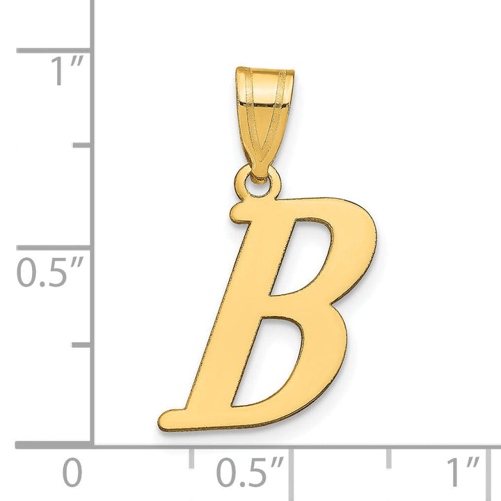 14k Yellow Gold Slanted Design Letter B Initial Charm Pendant