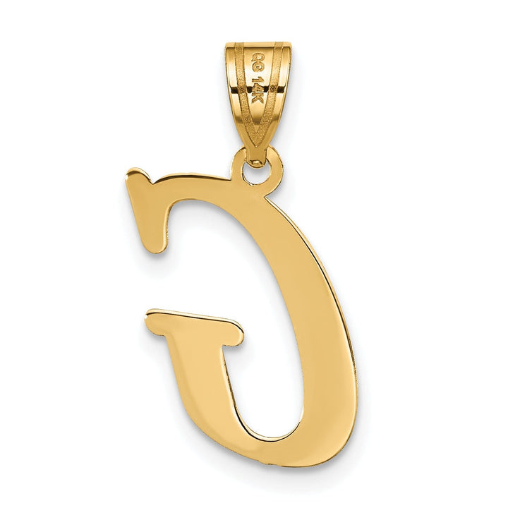 14k Yellow Gold Slanted Design Letter G Initial Charm Pendant