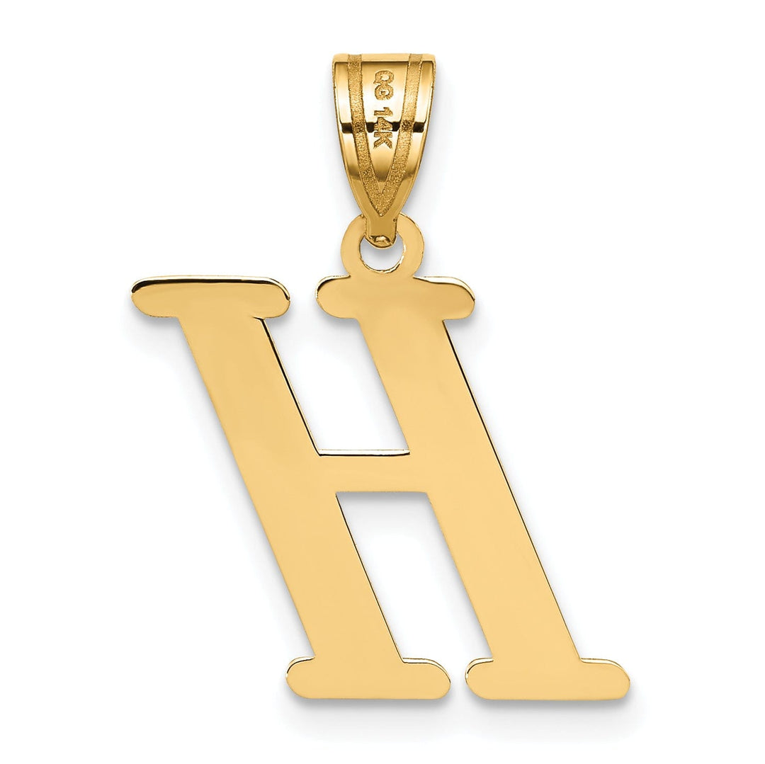 14k Yellow Gold Slanted Design Letter H Initial Charm Pendant