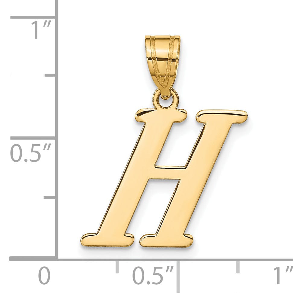 14k Yellow Gold Slanted Design Letter H Initial Charm Pendant