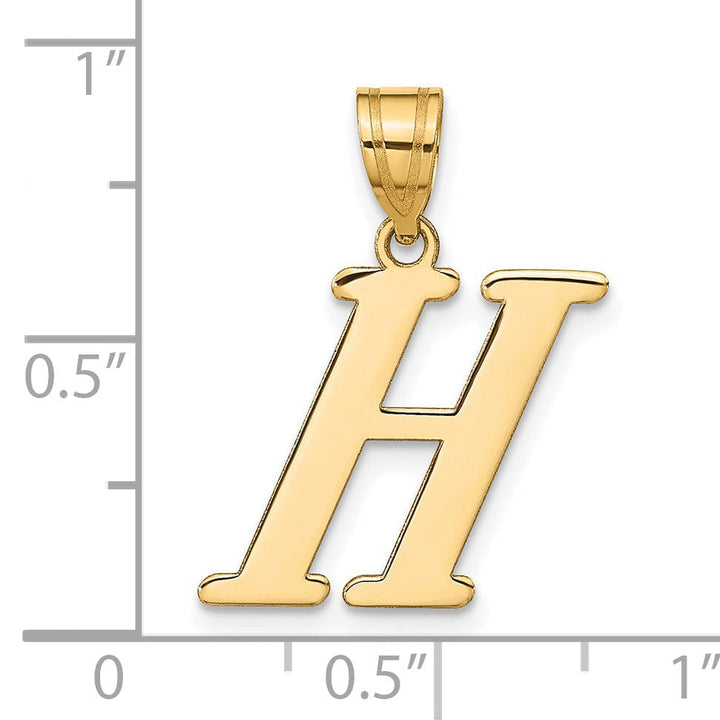 14k Yellow Gold Slanted Design Letter H Initial Charm Pendant