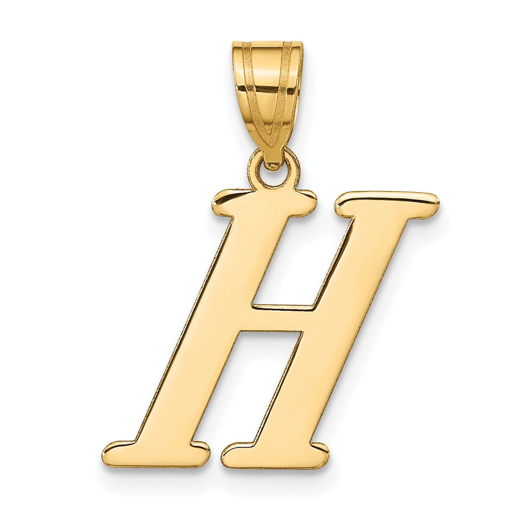 14k Yellow Gold Slanted Design Letter H Initial Charm Pendant