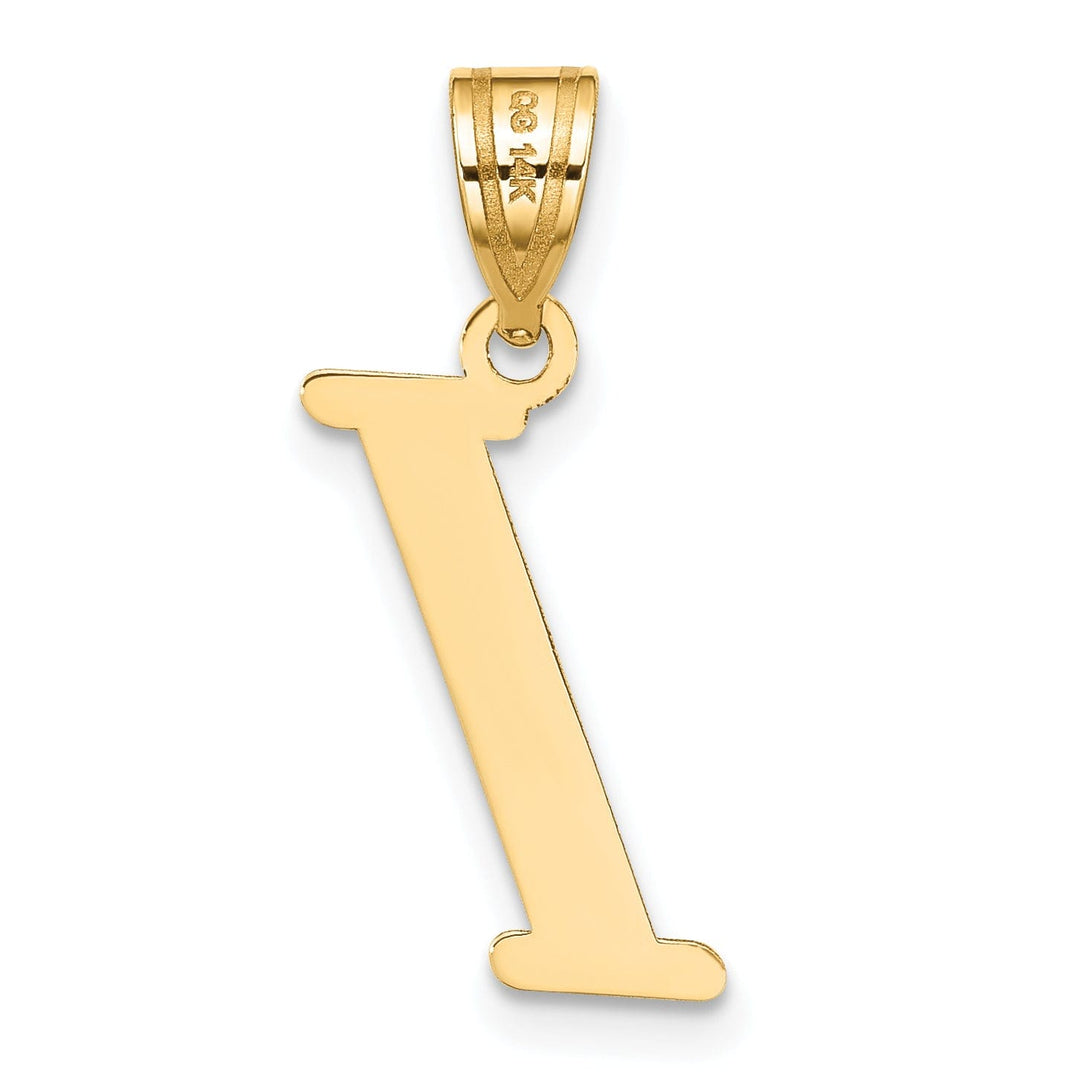 14k Yellow Gold Slanted Design Letter I Initial Charm Pendant
