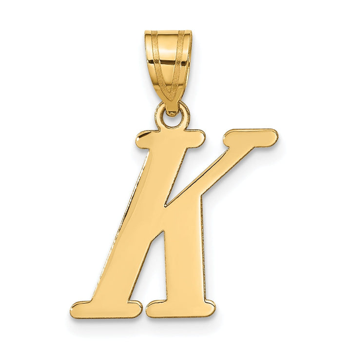 14k Yellow Gold Slanted Design Letter K Initial Charm Pendant