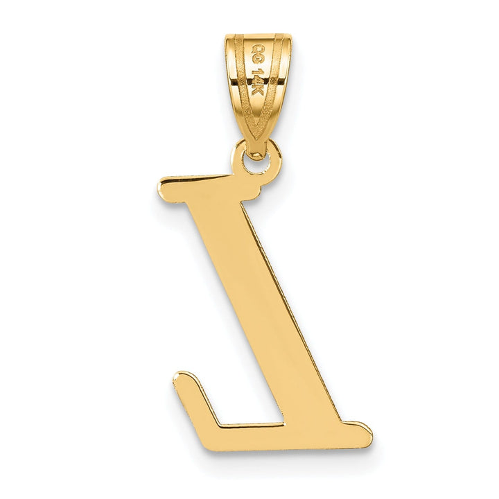 14k Yellow Gold Slanted Design Letter L Initial Charm Pendant