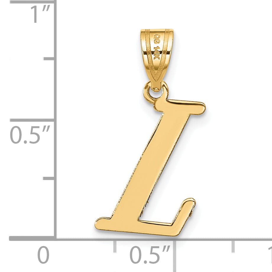 14k Yellow Gold Slanted Design Letter L Initial Charm Pendant