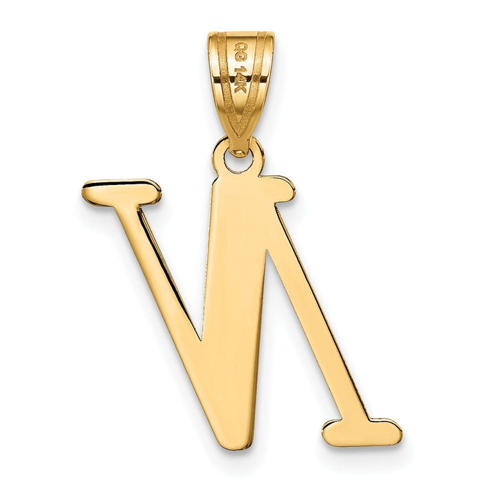 14k Yellow Gold Slanted Design Letter N Initial Charm Pendant