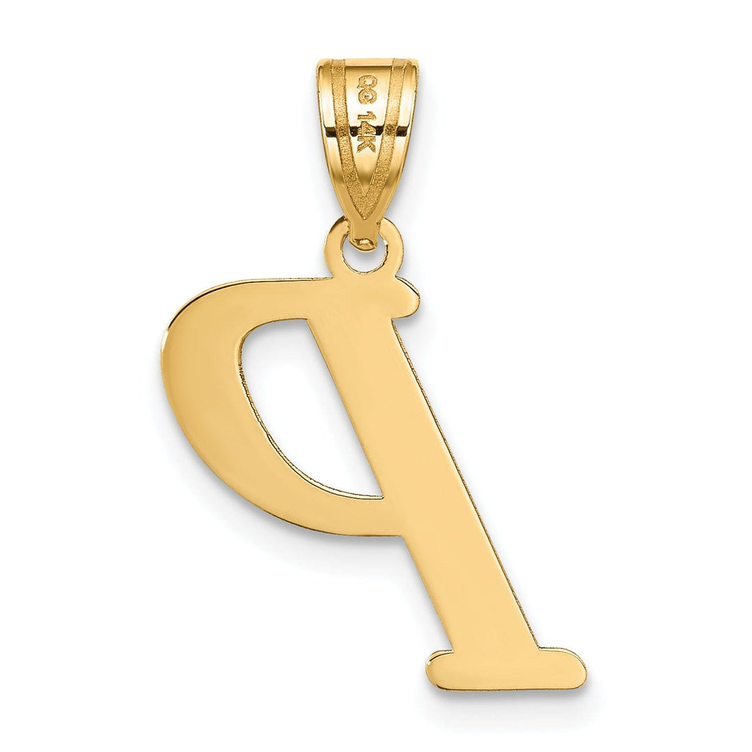 14k Yellow Gold Slanted Design Letter P Initial Charm Pendant