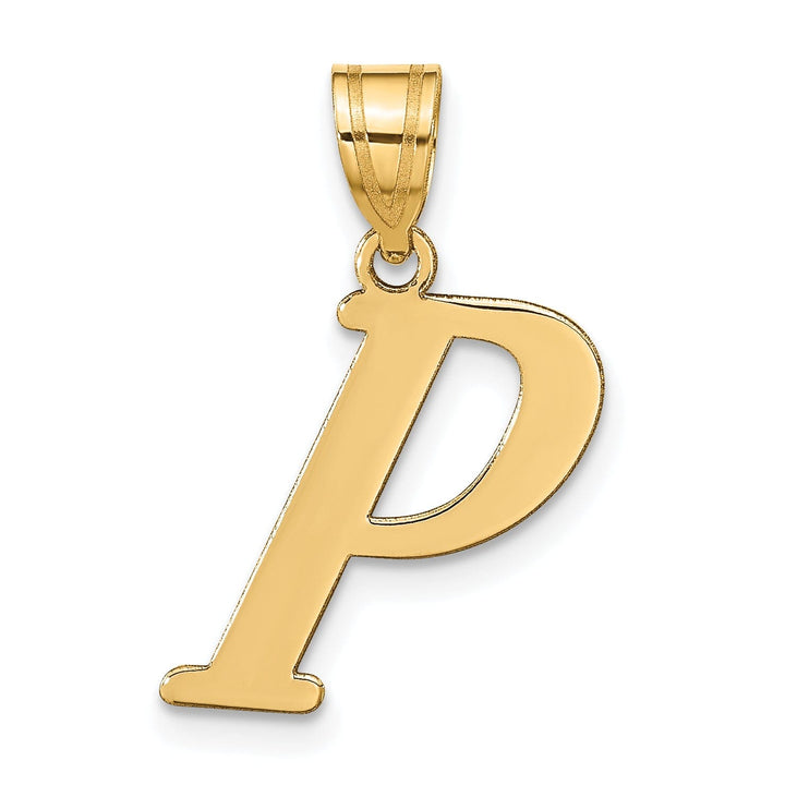 14k Yellow Gold Slanted Design Letter P Initial Charm Pendant