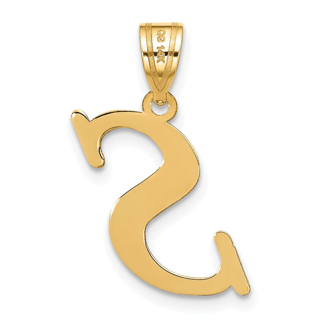 14k Yellow Gold Slanted Design Letter S Initial Charm Pendant