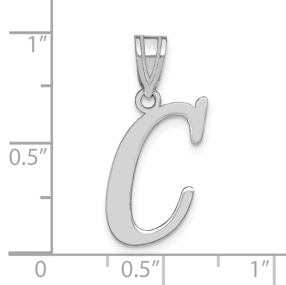 14k White Gold Slanted Design Letter C Initial Charm Pendant