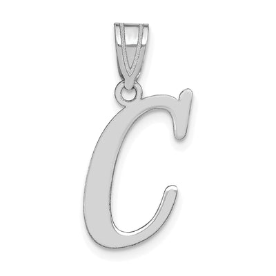 14k White Gold Slanted Design Letter C Initial Charm Pendant