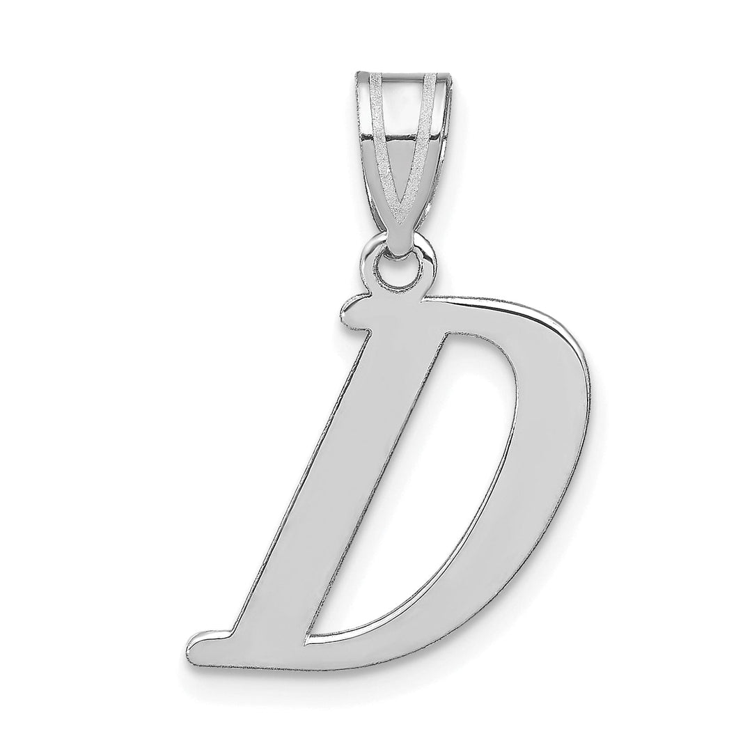 14k White Gold Slanted Design Letter D Initial Charm Pendant