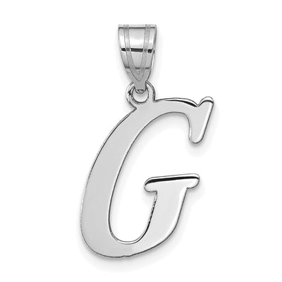 14k White Gold Slanted Design Letter G Initial Charm Pendant