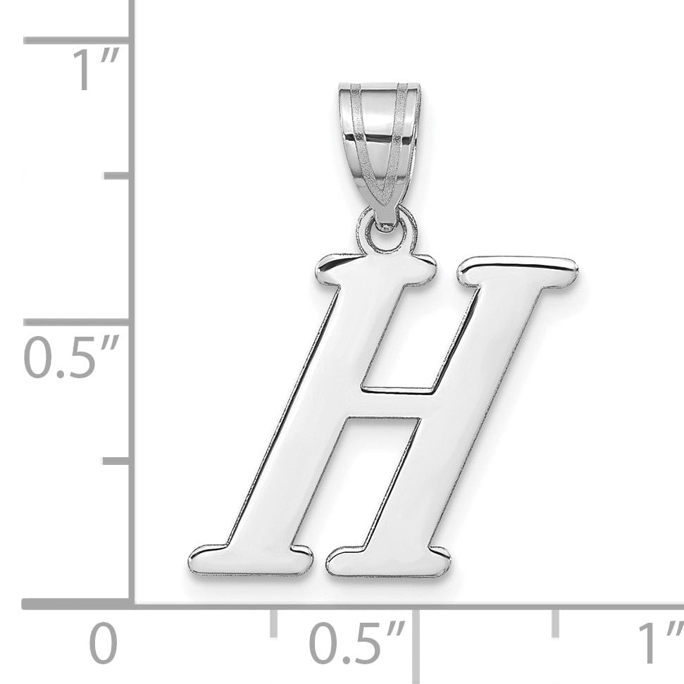 14k White Gold Slanted Design Letter H Initial Charm Pendant