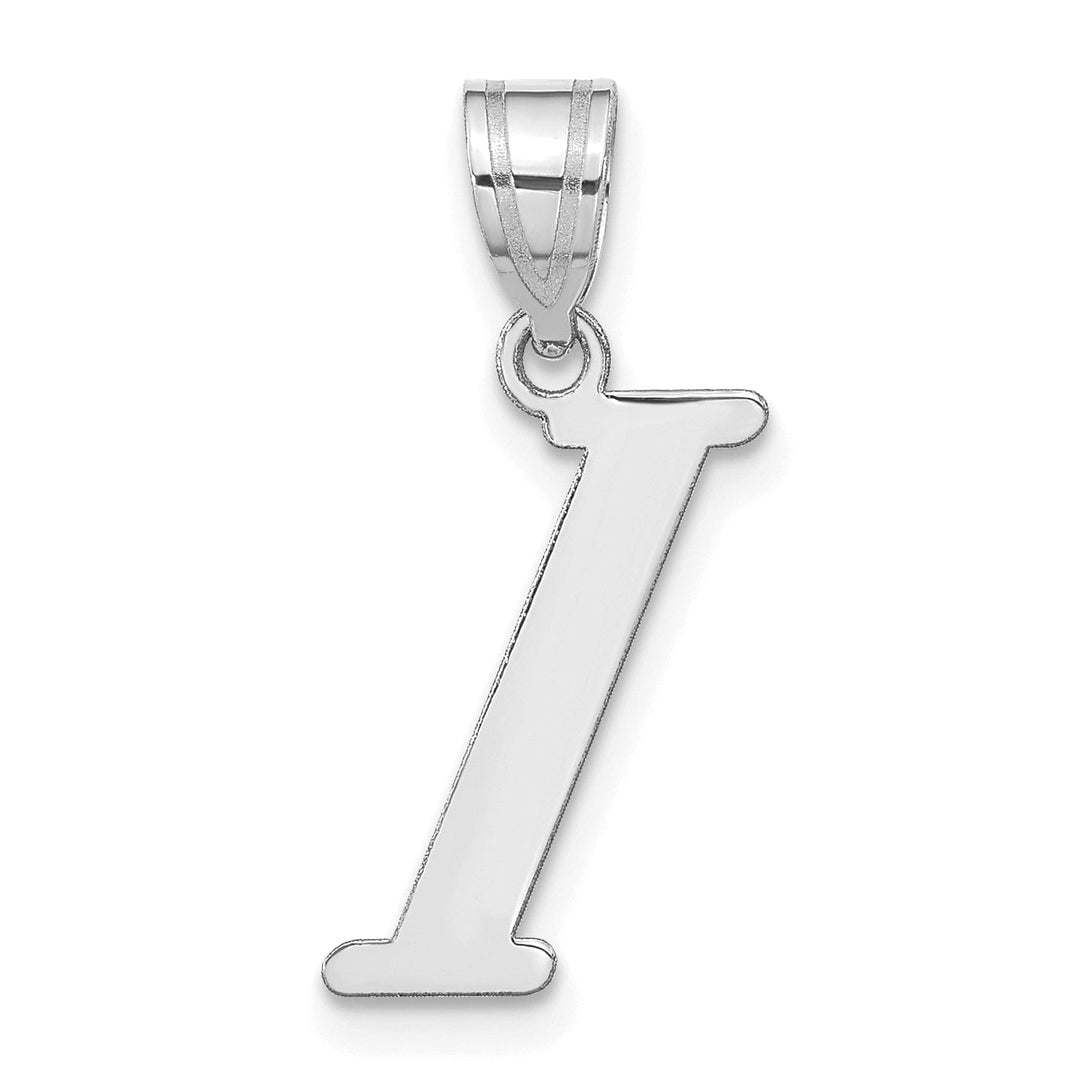 14k White Gold Slanted Design Letter I Initial Charm Pendant