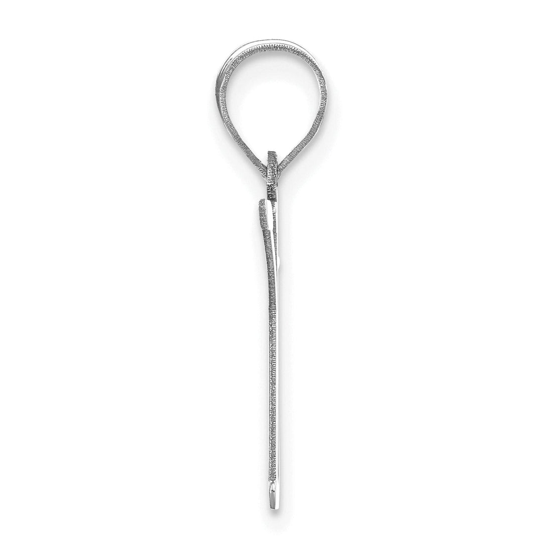 14k White Gold Slanted Design Letter K Initial Charm Pendant