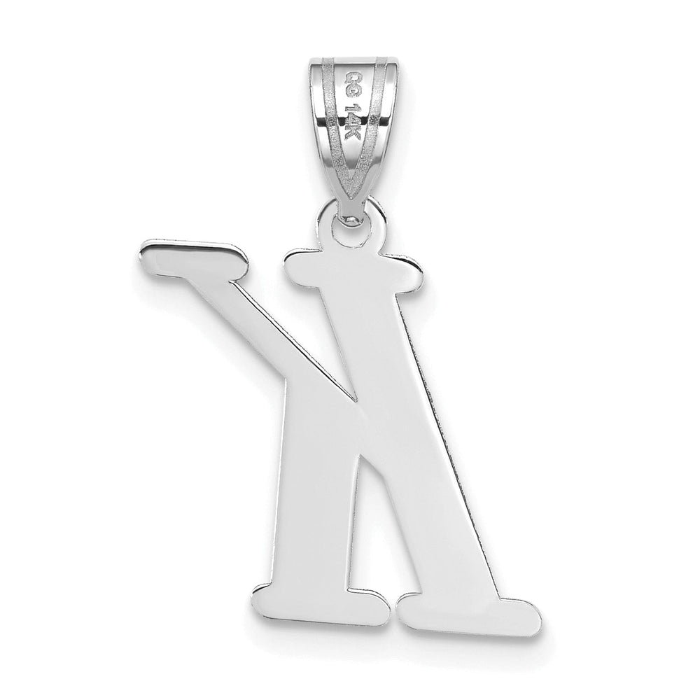 14k White Gold Slanted Design Letter K Initial Charm Pendant