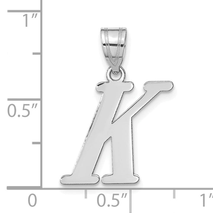14k White Gold Slanted Design Letter K Initial Charm Pendant