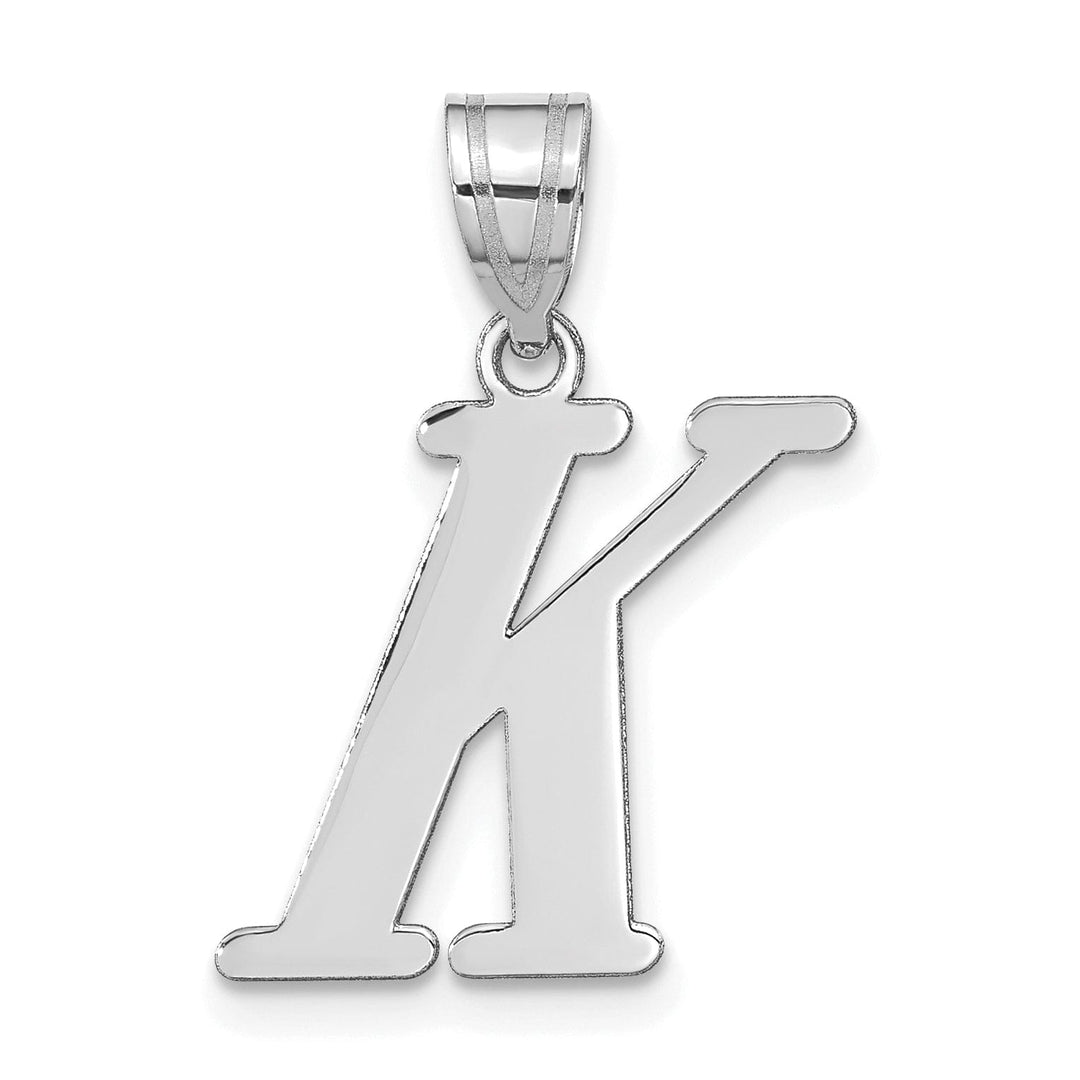 14k White Gold Slanted Design Letter K Initial Charm Pendant