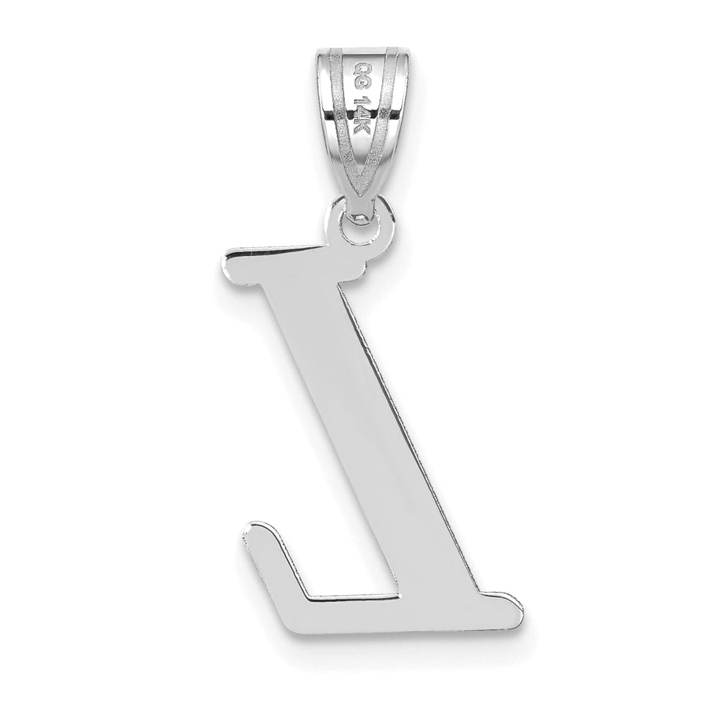 14k White Gold Slanted Design Letter L Initial Charm Pendant