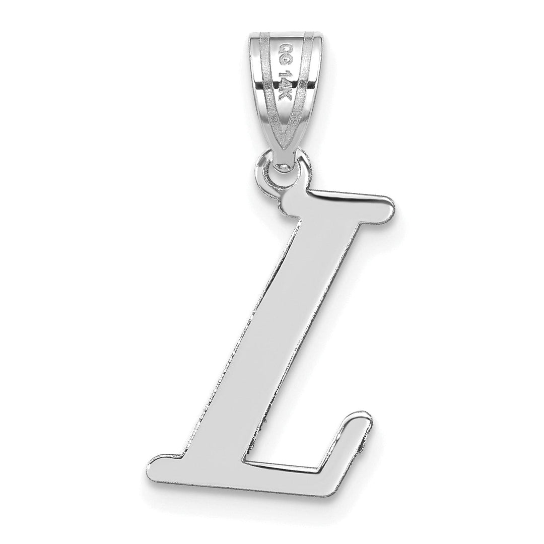14k White Gold Slanted Design Letter L Initial Charm Pendant