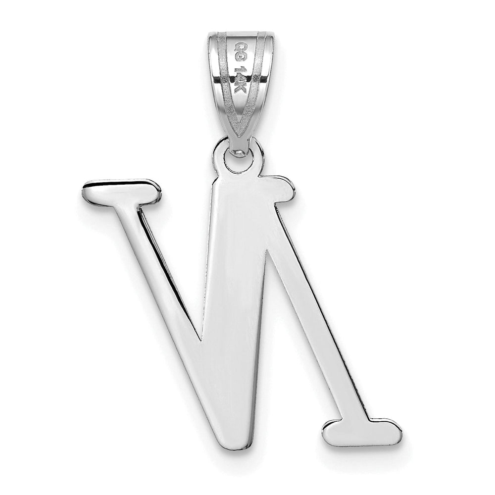 14k White Gold Slanted Design Letter N Initial Charm Pendant