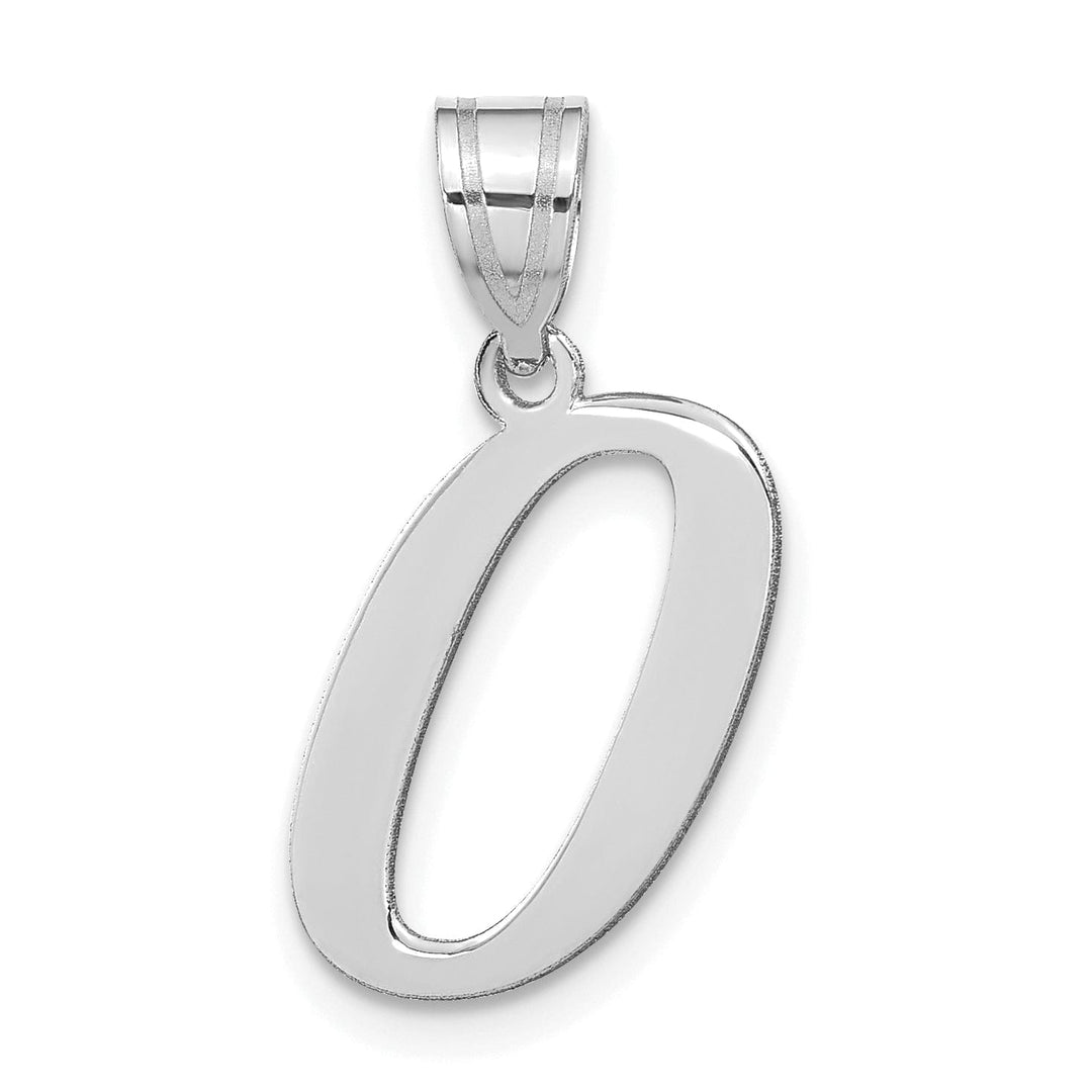 14k White Gold Slanted Design Letter O Initial Charm Pendant