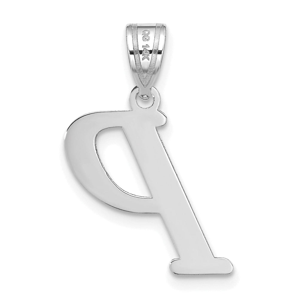 14k White Gold Slanted Design Letter P Initial Charm Pendant