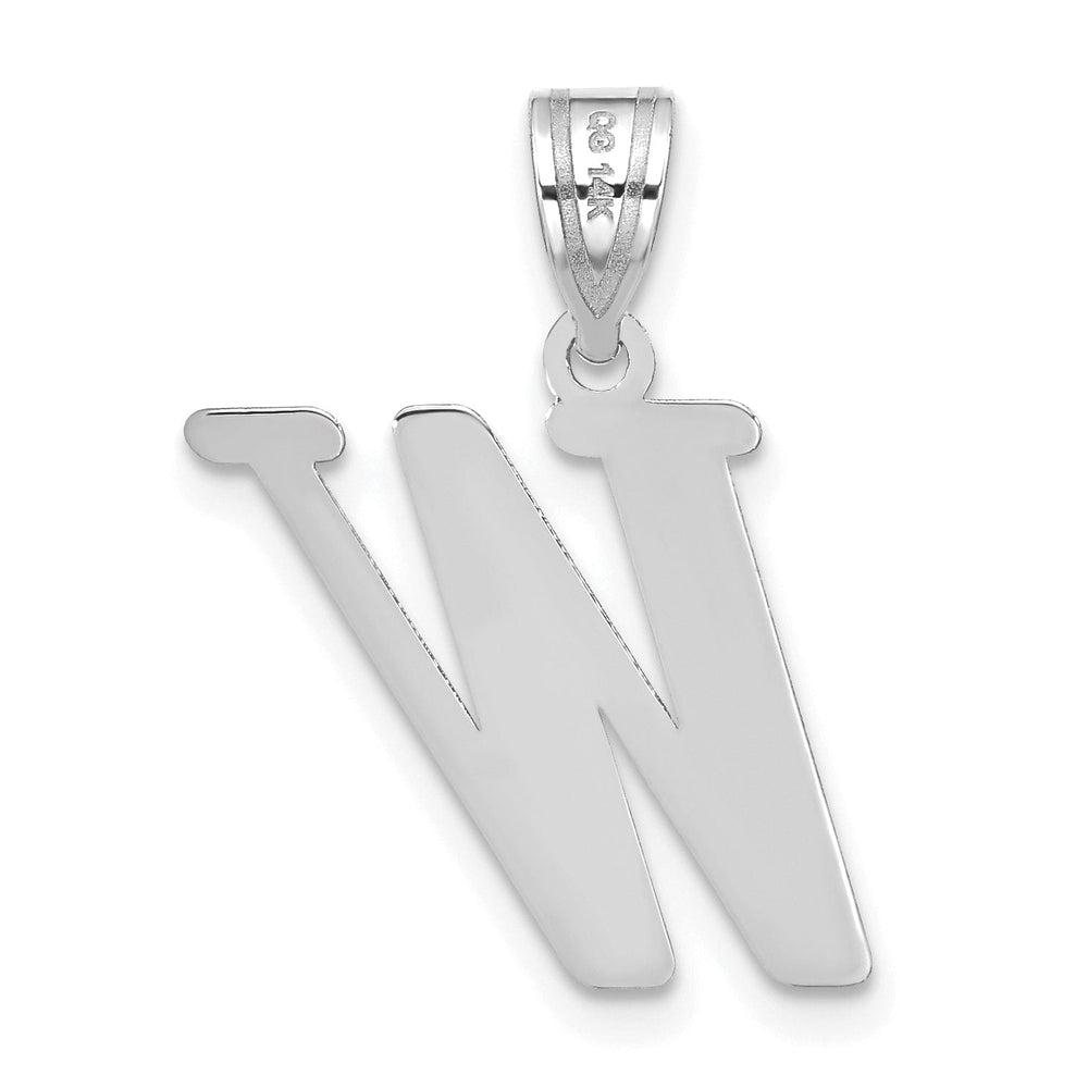14k White Gold Slanted Design Letter W Initial Charm Pendant