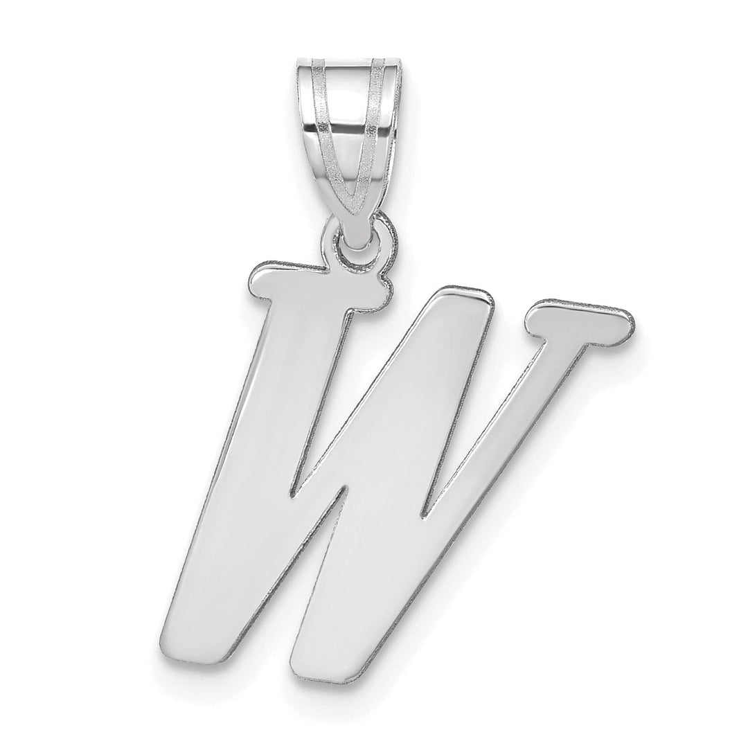 14k White Gold Slanted Design Letter W Initial Charm Pendant
