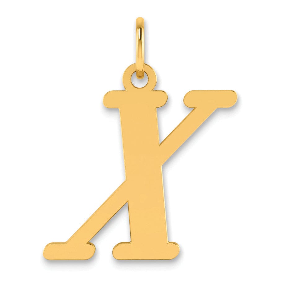 14k Yellow Gold Slanted Design Letter X Initial Charm Pendant