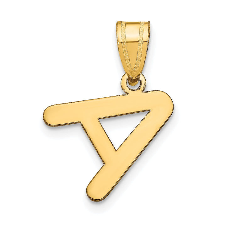 14k Yellow Gold Slanted Design Bubble Letter A Initial Pendant