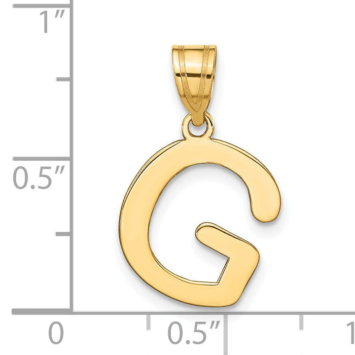 14k Yellow Gold Slanted Design Bubble Letter G Initial Pendant