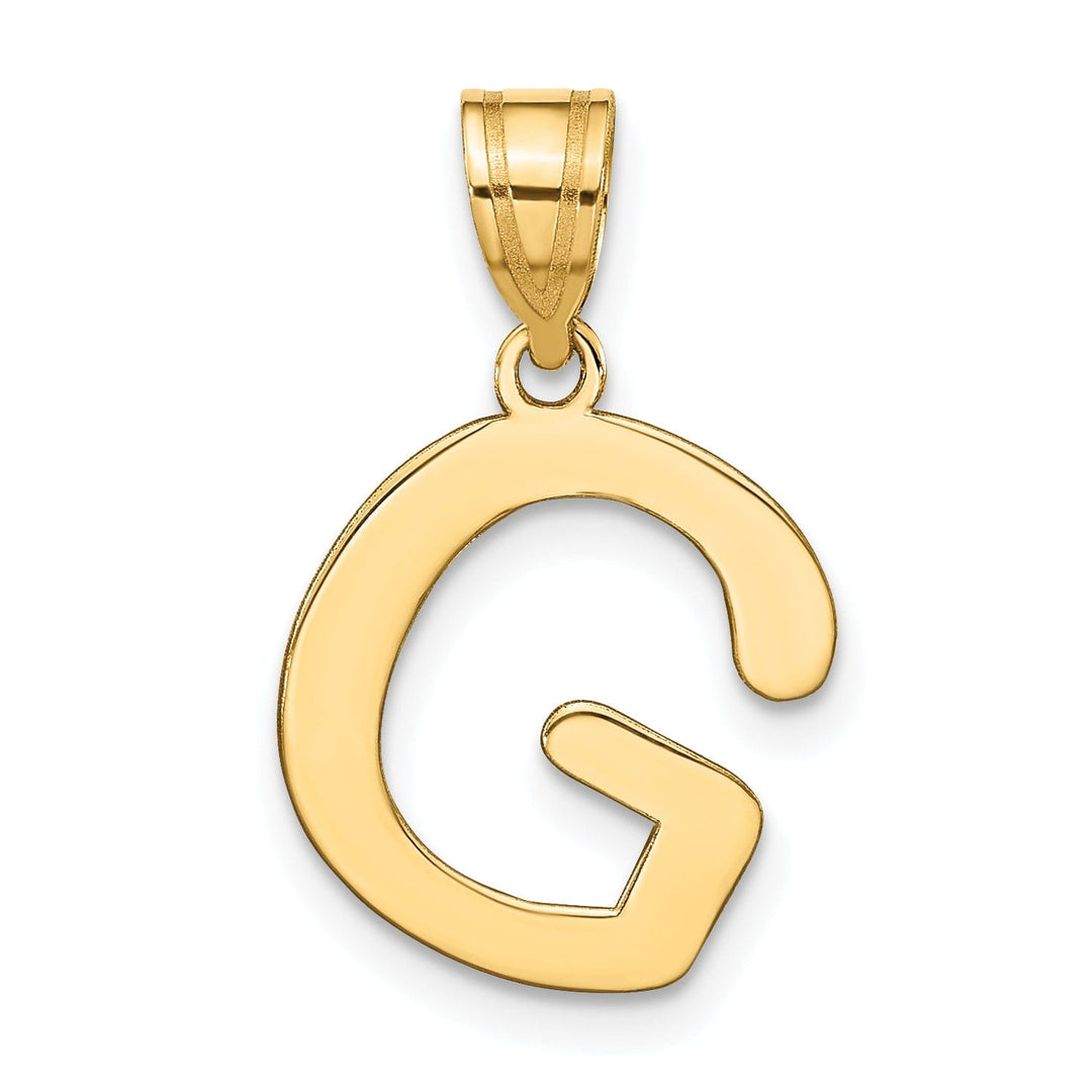 14k Yellow Gold Slanted Design Bubble Letter G Initial Pendant