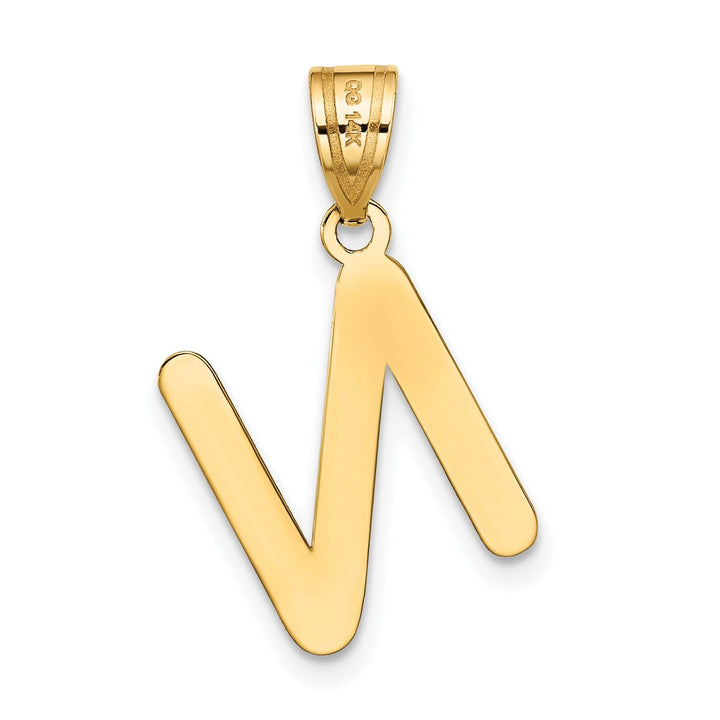 14k Yellow Gold Slanted Design Bubble Letter N Initial Pendant