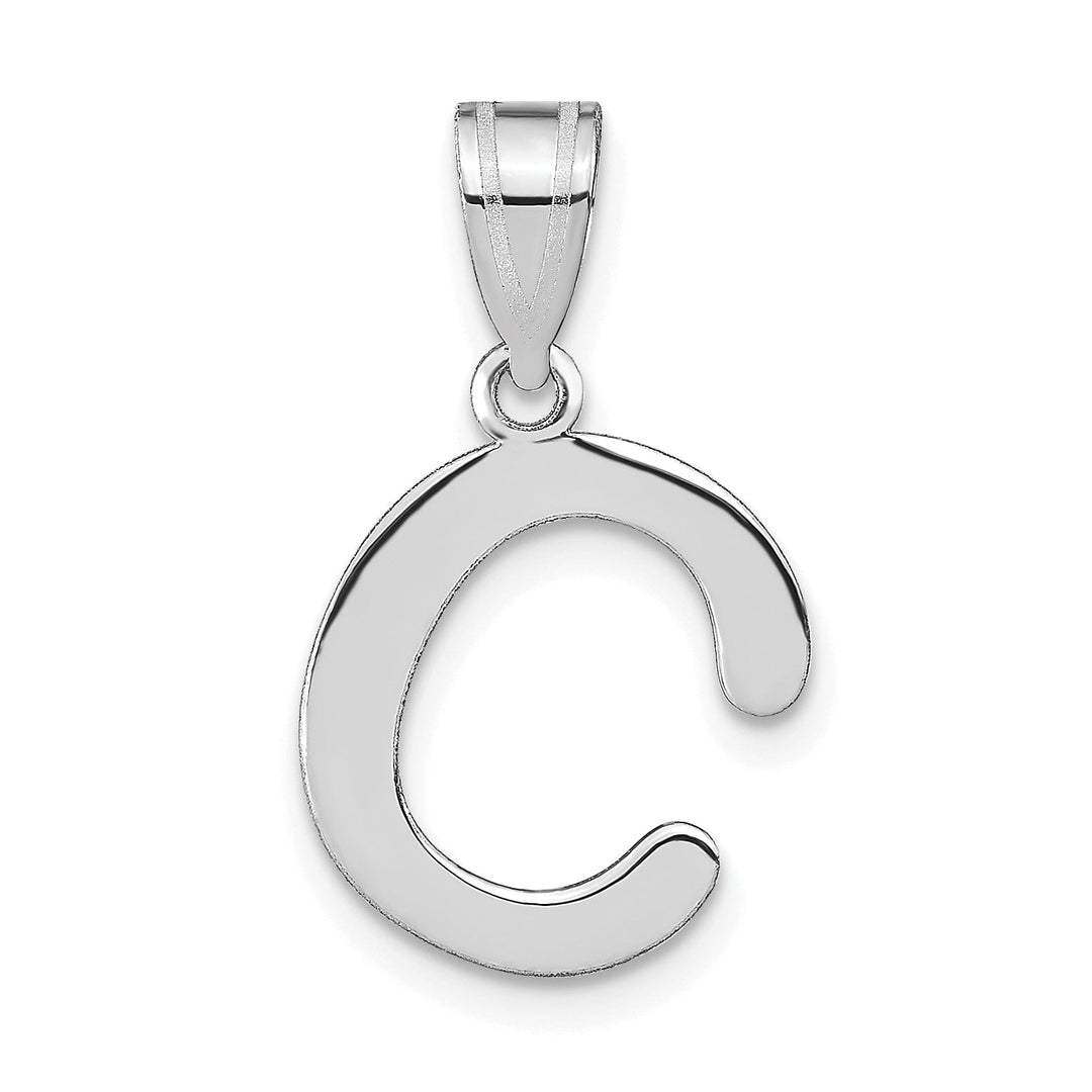 14k White Gold Slanted Design Bubble Letter C Initial Charm Pendant