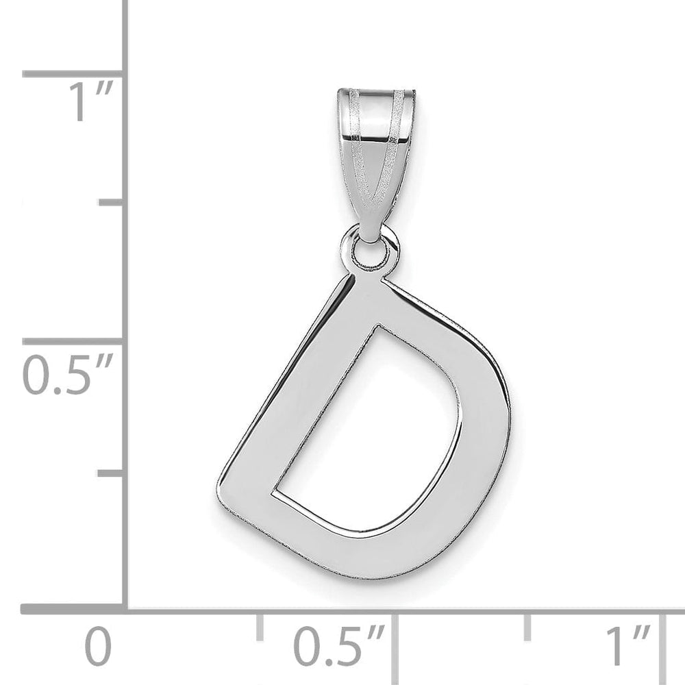 14k White Gold Slanted Design Bubble Letter D Initial Charm Pendant