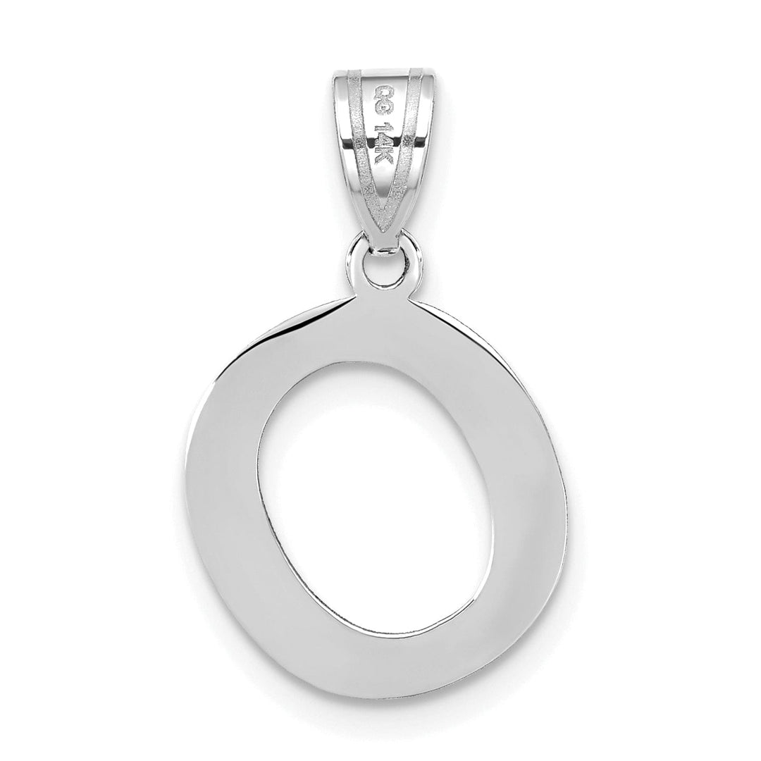 14k White Gold Slanted Design Bubble Letter O Initial Charm Pendant
