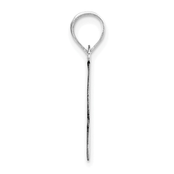 14k White Gold Slanted Design Bubble Letter R Initial Charm Pendant