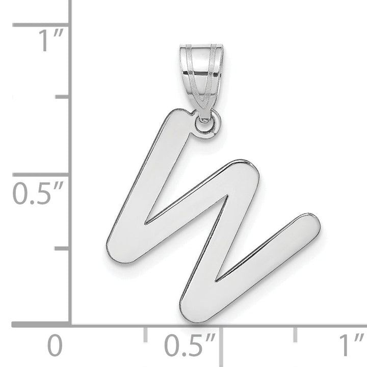 14k White Gold Slanted Design Bubble Letter W Initial Charm Pendant
