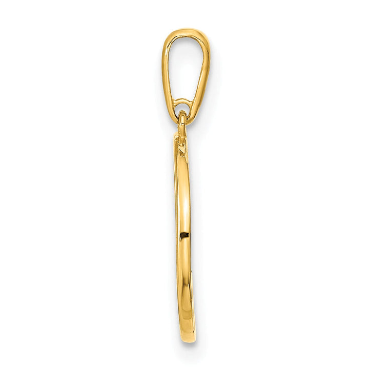 14K Yellow Gold Solid Polished Finish Open Back Circle Shape with HOPE Charm Pendant