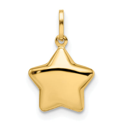 14k Yellow Gold Polished Finish 3-Diamentional Semi-Solid Womens Puffed Star Design Charm Pendant at $ 39.15 only from Jewelryshopping.com