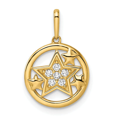 14k Yellow Gold Open Back Polished Finish Cubic Zirconia Stones Womens Stars Circular Design Charm Pendant at $ 108.72 only from Jewelryshopping.com