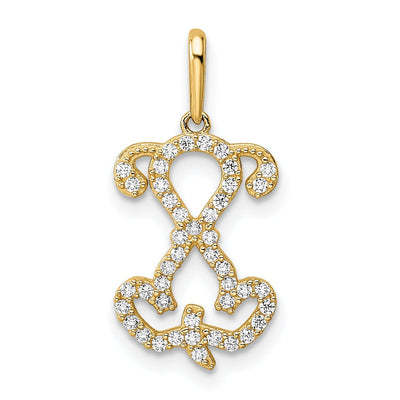 14K Yellow Gold Polished Finish with Cubic Zirconia Puppy Sitting Outline womens Charm Pendant at $ 101.86 only from Jewelryshopping.com